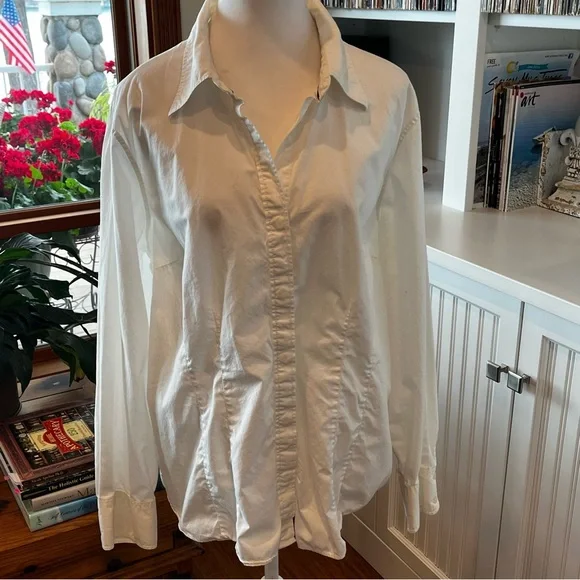 Vtg Tommy Hilfiger Women’s Stitch Detail Silhouette Shirt 18 Preppy Normcore - Picture 16 of 16